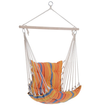 Outsunny Outdoor Hammock Cushioned Chair Patio Swing Seat Cotton Orange Yard