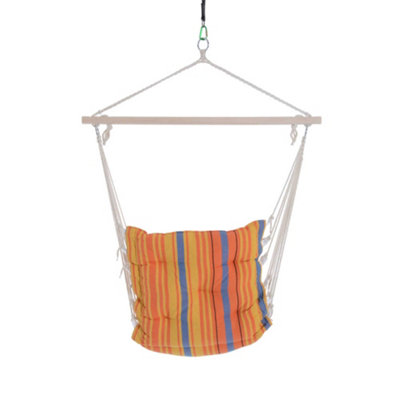 Outsunny Outdoor Hammock Cushioned Chair Patio Swing Seat Cotton Orange Yard - 9