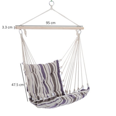 Outsunny Outdoor Hammock Cushioned Chair Patio Swing Seat Wooden Brown Garden - 3