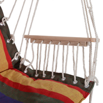 Outsunny Outdoor Hammock Hanging Rope  Footrest Armrest Yard Patio Swing Seat - 5