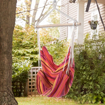 Outsunny Outdoor Hammock Hanging Rope Patio Chair Garden Swing Seat Red