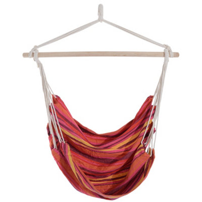 Outsunny Outdoor Hammock Hanging Rope Patio Chair Garden Swing Seat Red
