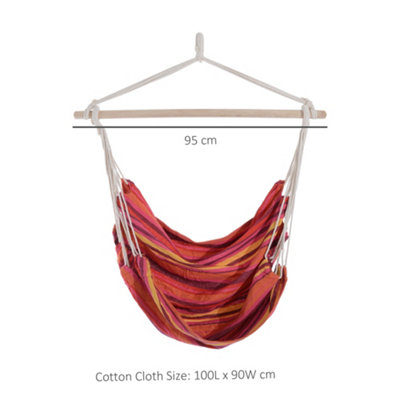 Outsunny Outdoor Hammock Hanging Rope Patio Chair Garden Swing Seat Red - 3