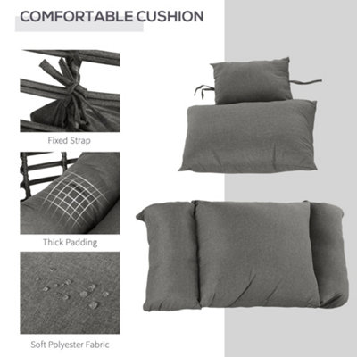 Outsunny Outdoor indoor Wicker Teardrop Chair with Cushion Rattan Lounger Grey - 7