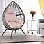 Outsunny Outdoor indoor Wicker Teardrop Chair with Cushion Rattan Lounger