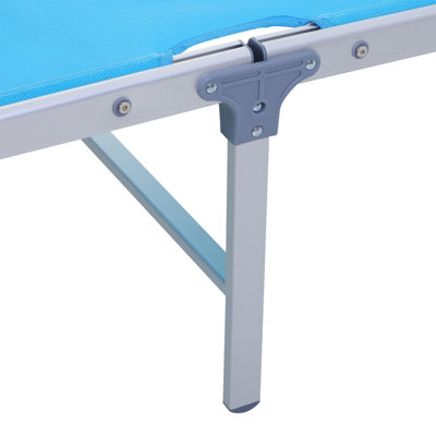 Outsunny Outdoor Lounger Fold 180 degrees Reclining Chair with Adjustable Canopy Blue - 9
