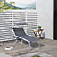 Outsunny Outdoor Lounger Fold 180 degrees Reclining Chair with Adjustable Canopy Grey