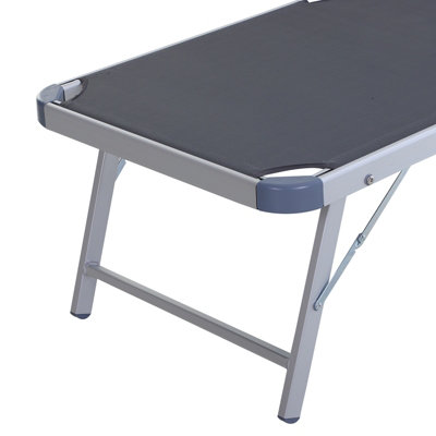 Outsunny Outdoor Lounger Fold 180 degrees Reclining Chair with Adjustable Canopy Grey - 8