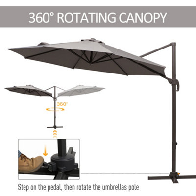 Outsunny Outdoor Market Patio Umbrella with Crank, Tilt, and 8 Ribs Grey
