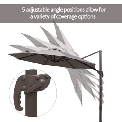 Outsunny Outdoor Market Patio Umbrella with Crank, Tilt, and 8 Ribs Grey