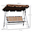 Outsunny Outdoor Mesh Swing Chair Garden Hammock Canopy Bench Lounger Seat Brown