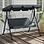 Outsunny Outdoor Metal Hammock Swing Chair 3-Seater Patio Bench Garden Grey