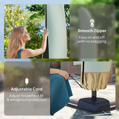 Outsunny Outdoor Parasol Cover Umbrella Garden Furniture Protection Wind Rain - 4