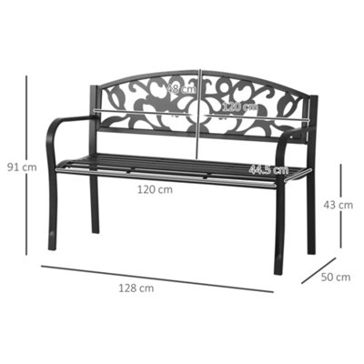 Outsunny Outdoor Patio 2 Seater Garden Bench Park Yard Furniture Porch Chair - 3