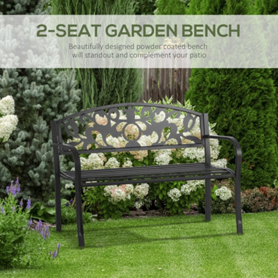 Outsunny Outdoor Patio 2 Seater Garden Bench Park Yard Furniture Porch Chair - 6