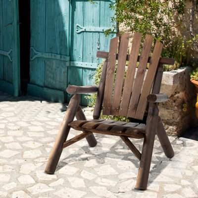 Outsunny Outdoor Patio Adirondack Chair w Fir Wood Frame