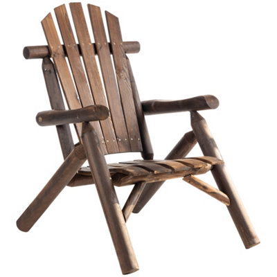 Outsunny Outdoor Patio Adirondack Chair w/ Fir Wood Frame Carbonized Color