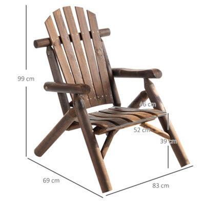 Outsunny Outdoor Patio Adirondack Chair w/ Fir Wood Frame Carbonized Color - 3