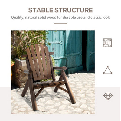 Outsunny Outdoor Patio Adirondack Chair w Fir Wood Frame