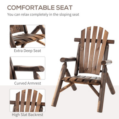 Outsunny Outdoor Patio Adirondack Chair w/ Fir Wood Frame Carbonized Color - 7