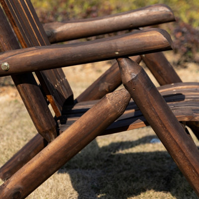 Outsunny Outdoor Patio Adirondack Chair w/ Fir Wood Frame Carbonized Color - 8