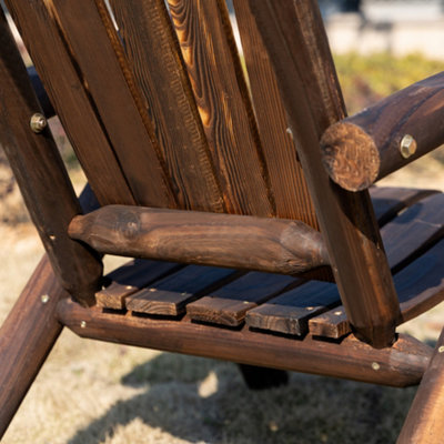Outsunny Outdoor Patio Adirondack Chair w/ Fir Wood Frame Carbonized Color - 9