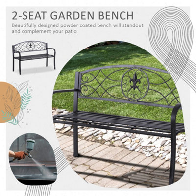 Outsunny Outdoor Patio Garden Bench Scroll Park Furniture Porch Chair Metal - 6