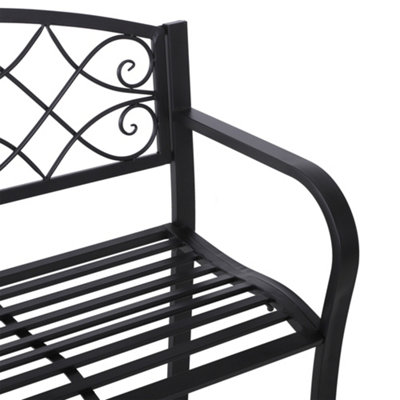 Outsunny Outdoor Patio Garden Bench Scroll Park Furniture Porch Chair Metal - 8