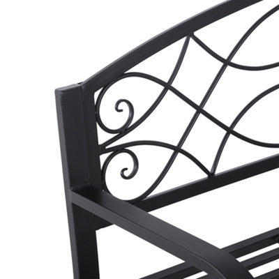 Outsunny Outdoor Patio Garden Bench Scroll Park Furniture Porch Chair Metal - 9