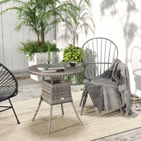 Outsunny Outdoor PE Rattan Dining Table w/ Wood-plastic Composite Top, Grey