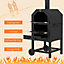 Outsunny Outdoor Pizza Oven Charcoal Grill with Rain Cover, Shelf and Wheels