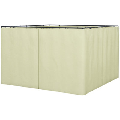 Outsunny Outdoor Privacy Curtain 4-Panel Sidewalls for 3 x 3 (M) Gazebos Beige