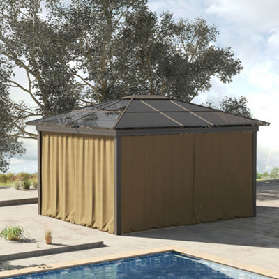 Outsunny Outdoor Privacy Curtain 4-Panel Sidewalls for 3 x 3 (M) Gazebos Brown