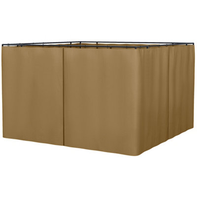 Outsunny Outdoor Privacy Curtain 4-Panel Sidewalls for 3 x 3 (M) Gazebos Brown