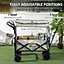 Outsunny Outdoor Push Pull Wagon Stroller Cart w/ Canopy Top Grey