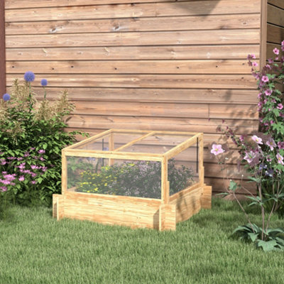 Outsunny Outdoor Raised Garden Bed with Cold Frame Greenhouse and Openable Top