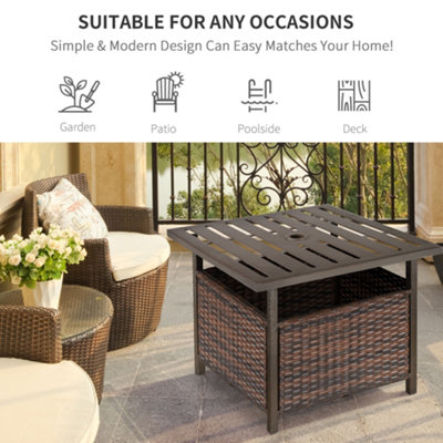 Rattan garden table with umbrella hole sale