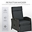 Outsunny Outdoor Recliner Chair w/ Cushion Rattan Reclining Lounge Chair, Grey