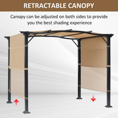 Outsunny Outdoor Retractable Gazebo Overhead Backyard Shade Sun Shelter Steel