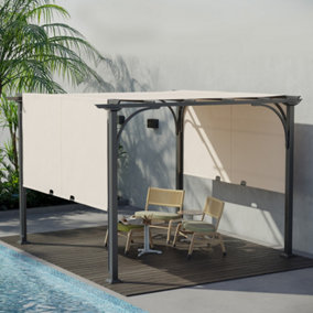 Outsunny Outdoor Retractable Pergola Garden Sun Shade Patio Canopy Shelter, Beige