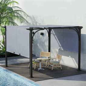 Outsunny Outdoor Retractable Pergola Garden Sun Shade Patio Canopy Shelter, Grey