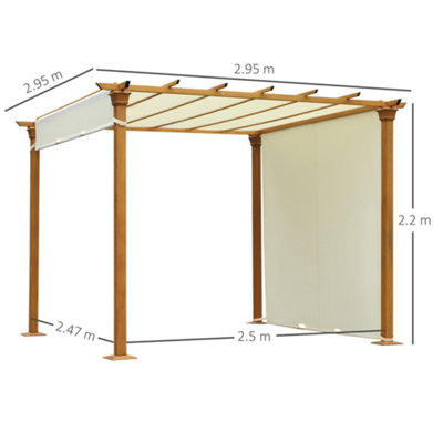 Outsunny Outdoor Retractable Pergola Gazebo Garden Sun Shade Canopy Shelter - 3