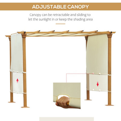 Outsunny Outdoor Retractable Pergola Gazebo Garden Sun Shade Canopy Shelter - 4