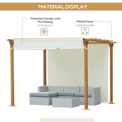Outsunny Outdoor Retractable Pergola Gazebo Garden Sun Shade Canopy Shelter - 6