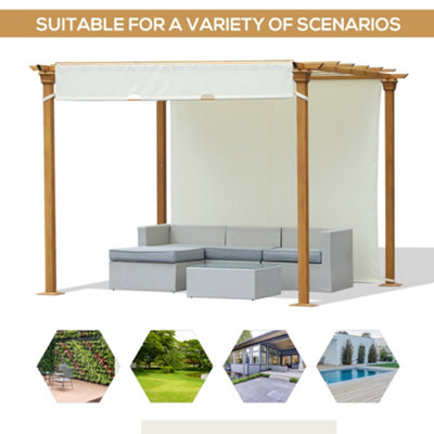 Outsunny Outdoor Retractable Pergola Gazebo Garden Sun Shade Canopy Shelter - 7