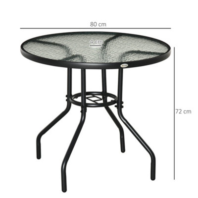 Outsunny Outdoor Round Dining Table Tempered Glass Top with Parasol Hole 80cm
