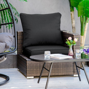 Outsunny Outdoor Seat and Back Cushion Set, Deep Seating Chair Cushion, Black