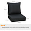 Outsunny Outdoor Seat and Back Cushion Set, Olefin Patio Seating Chair Fade Resistant Replacement Cushion for Rattan Sofa,black