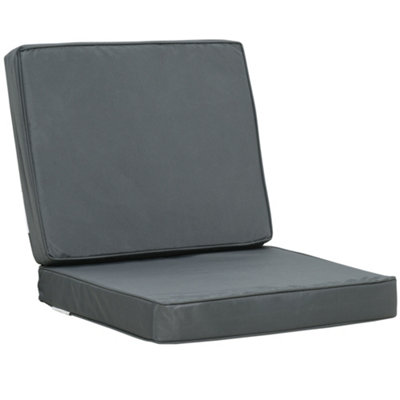 Outsunny Outdoor Seat and Back Cushion Set Replacement Cushions Dark Grey