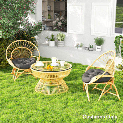Outsunny Outdoor Seat Cushions Set of 2, Tufted Round Chair Pads